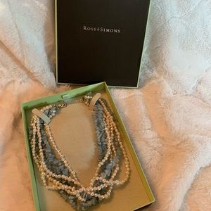 Ross and Simmons Aquamarine and Pearl Necklace